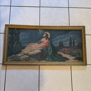 Vintage Framed Print Jesus in the Garden of Gethsemane